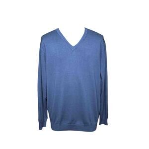 Jos. A. Bank NWT Signature V-Neck Sweater Men’s Sz XXL Blue Heather Pima Cotton